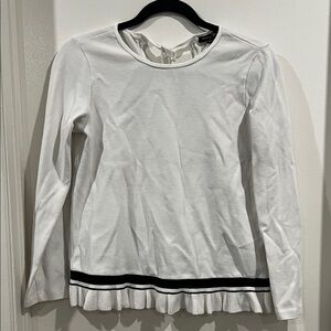 Massimo Dutti White Long Sleeve Top with Black Accents